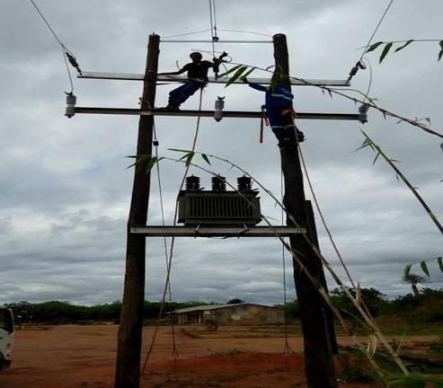 Electrical line and transformer installation work